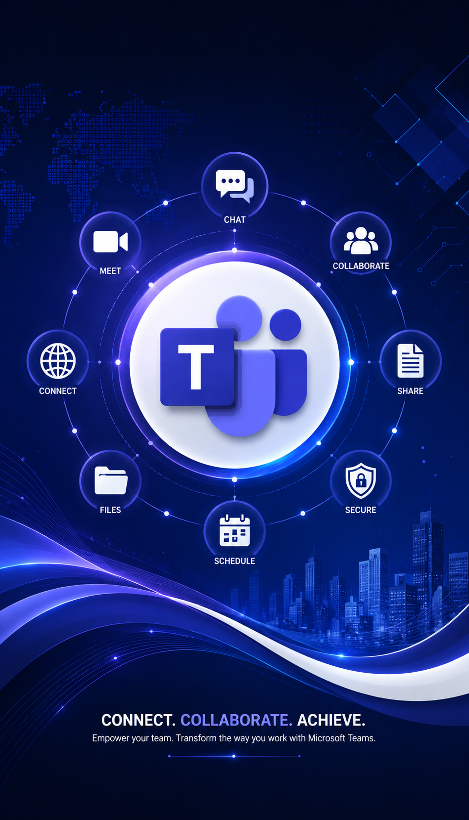 Microsoft Teams connectivity and collaboration graphic
